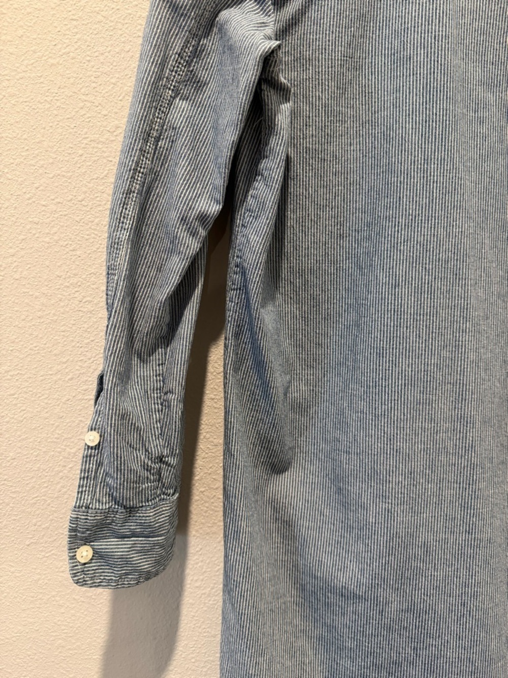 Lauren Ralph Lauren Button Down Blue Denim Pinstripe Vintage Shirt Dress XS - Picture 7 of 8